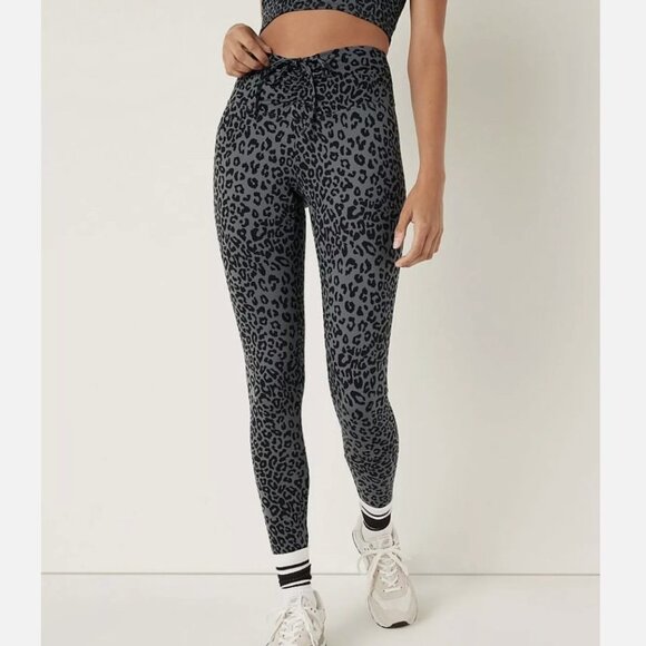 PINK Victoria's Secret Pants - Victorias Secret PINK High Waist Full Length Ruched V Legging Small Leopard Gray